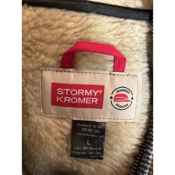 Stormy Kromer Jacket Womens L Metro Wool Sherpa Swallowtail Black White Plaid - Picture 3 of 16
